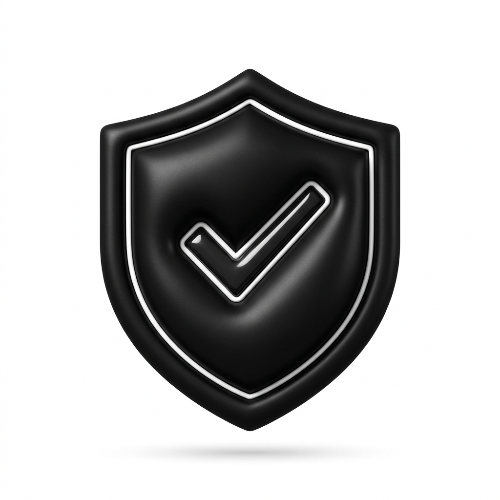 Black protection shield with white highlights