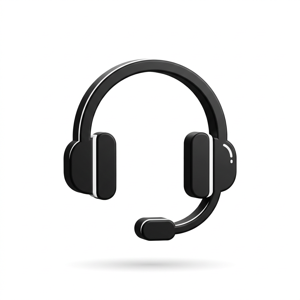 Black customer support icon with white highlights