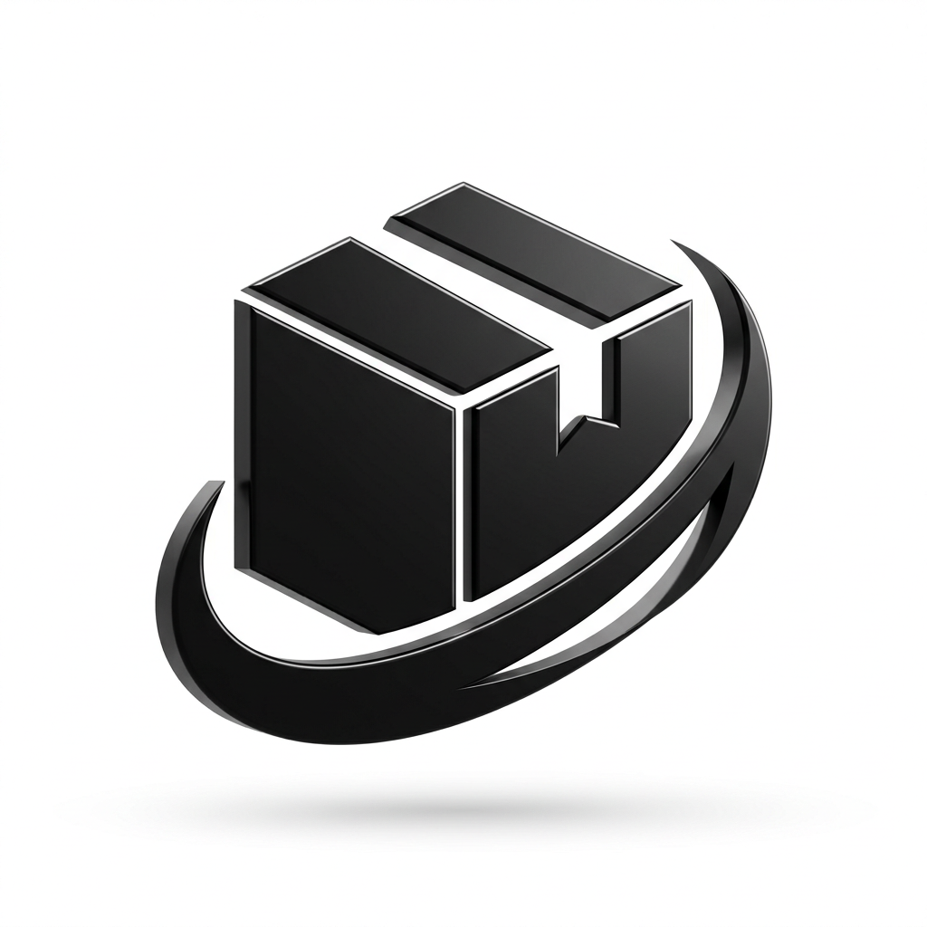 Black delivery icon with white highlights