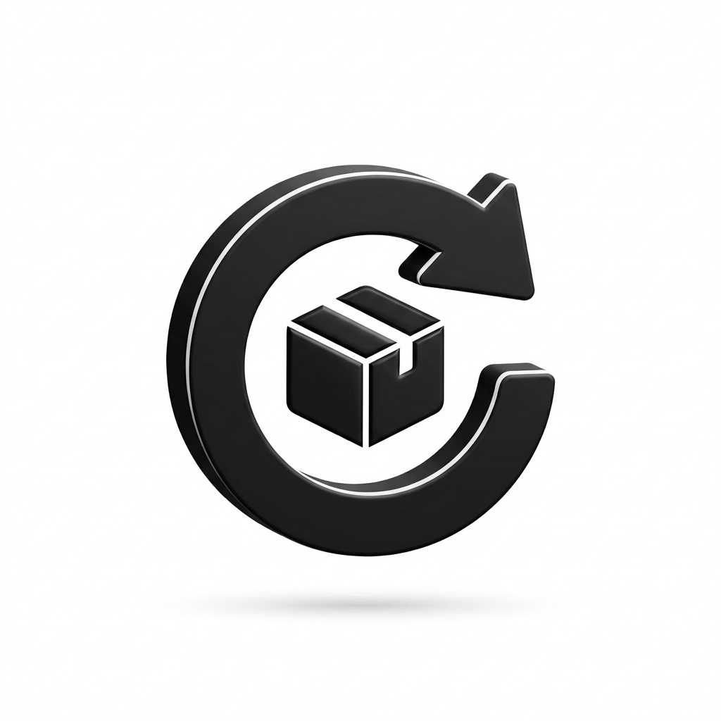 Black returns icon with white highlights
