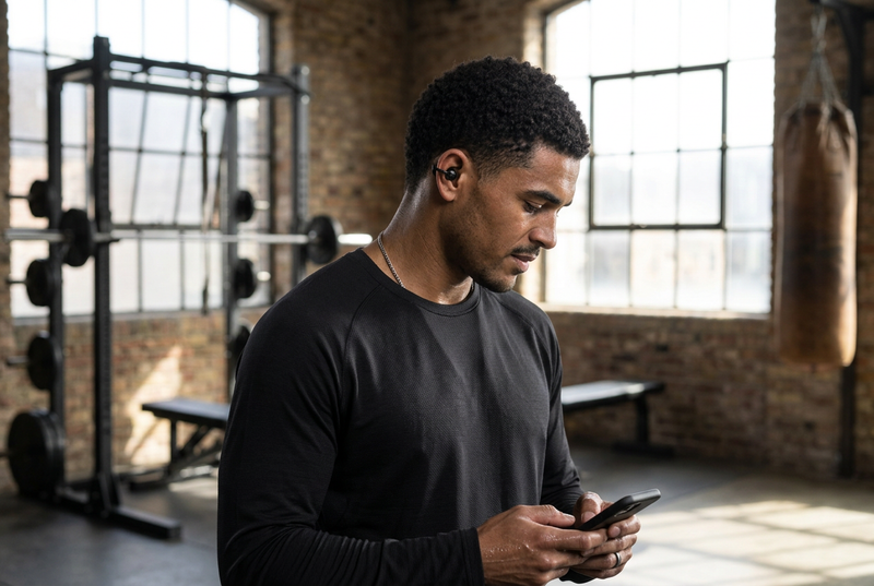 Male gym edit using the original black clip-on headphone fit